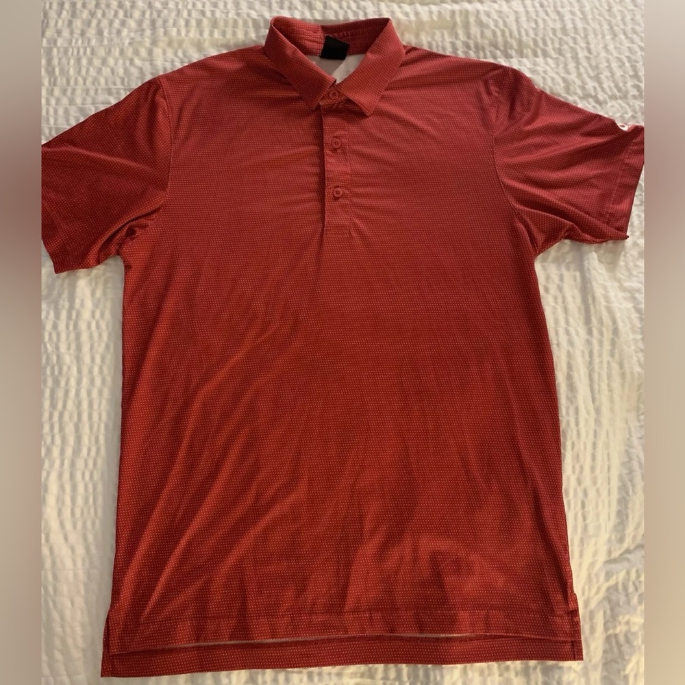 Dunning Golf Shirt Mens Small Red Polo Spandex Short Sleeve Collared Button